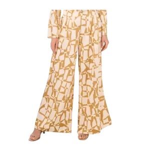 Parker Tan and Cream Wide-Leg Jumpsuit with Cinched Waist Size 8